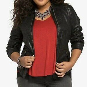 Torrid Faux Leather Mixed Moto Jacket Size 3X NWT